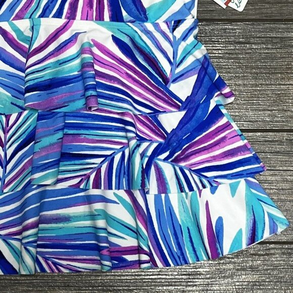 NWT Island Escape Bali Breeze Tiered Tankini Top Size 8 Blue Purple White Strap - Picture 4 of 12